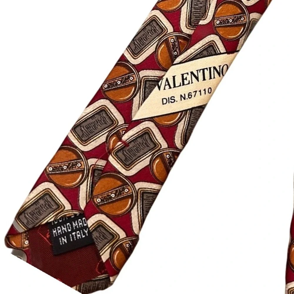 Valentino‎ Cravatte Silk Necktie Geometric Pattern Made in Italy